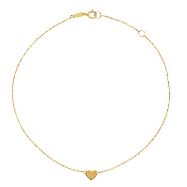 Gold Classics(tm) 14kt. Yellow Gold Heart  on Twist Chain Anklet alternate view