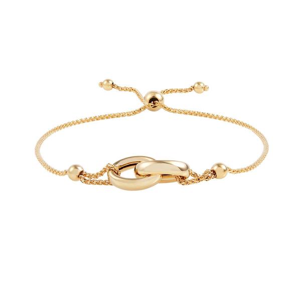Gold Classics(tm) Double Oval on Wheat Chain Bolo Bracelet