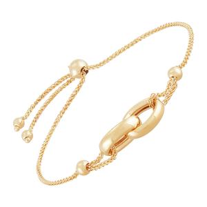 Gold Classics(tm) Double Oval on Wheat Chain Bolo Bracelet alternate view