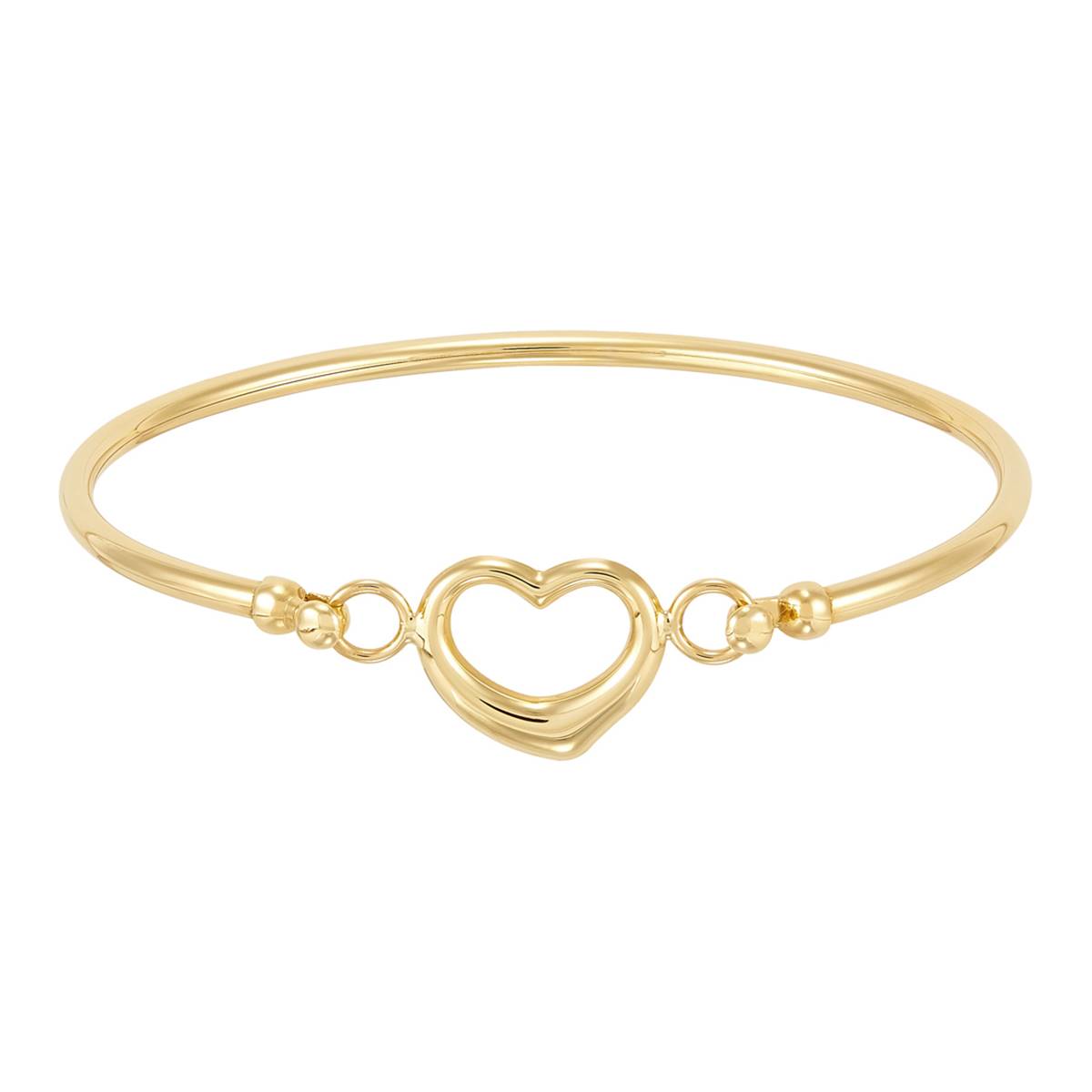 Gold Classics(tm) 10kt.Yellow Gold Heart Center Flex Bangle Bracelet