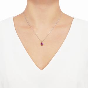 Gemstone Classics(tm) Created Pink Sapphire 10kt. & Silver Pendant alternate view