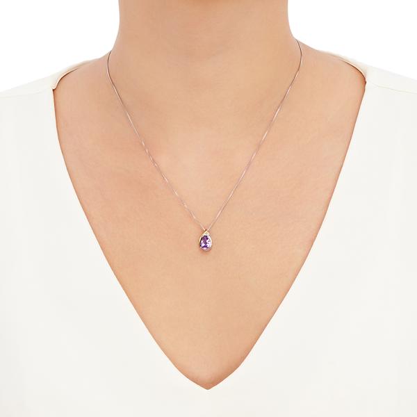 Gemstone Classics(tm) Sterling Amethyst/White Topaz Pendant alternate view