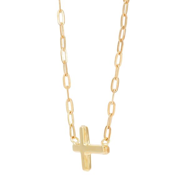 Gold Classics(tm) 10kt. Gold Cross Paperclip Chain Necklace alternate view