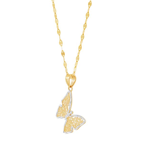 Gold Classics(tm) Yellow Gold with White Rhodium Butterfly Pendant alternate view