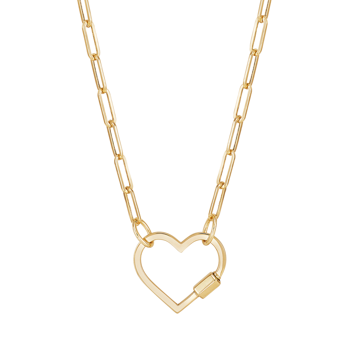 Gold Classics(tm) Yellow Gold Paperclip Chain Open Heart Necklace