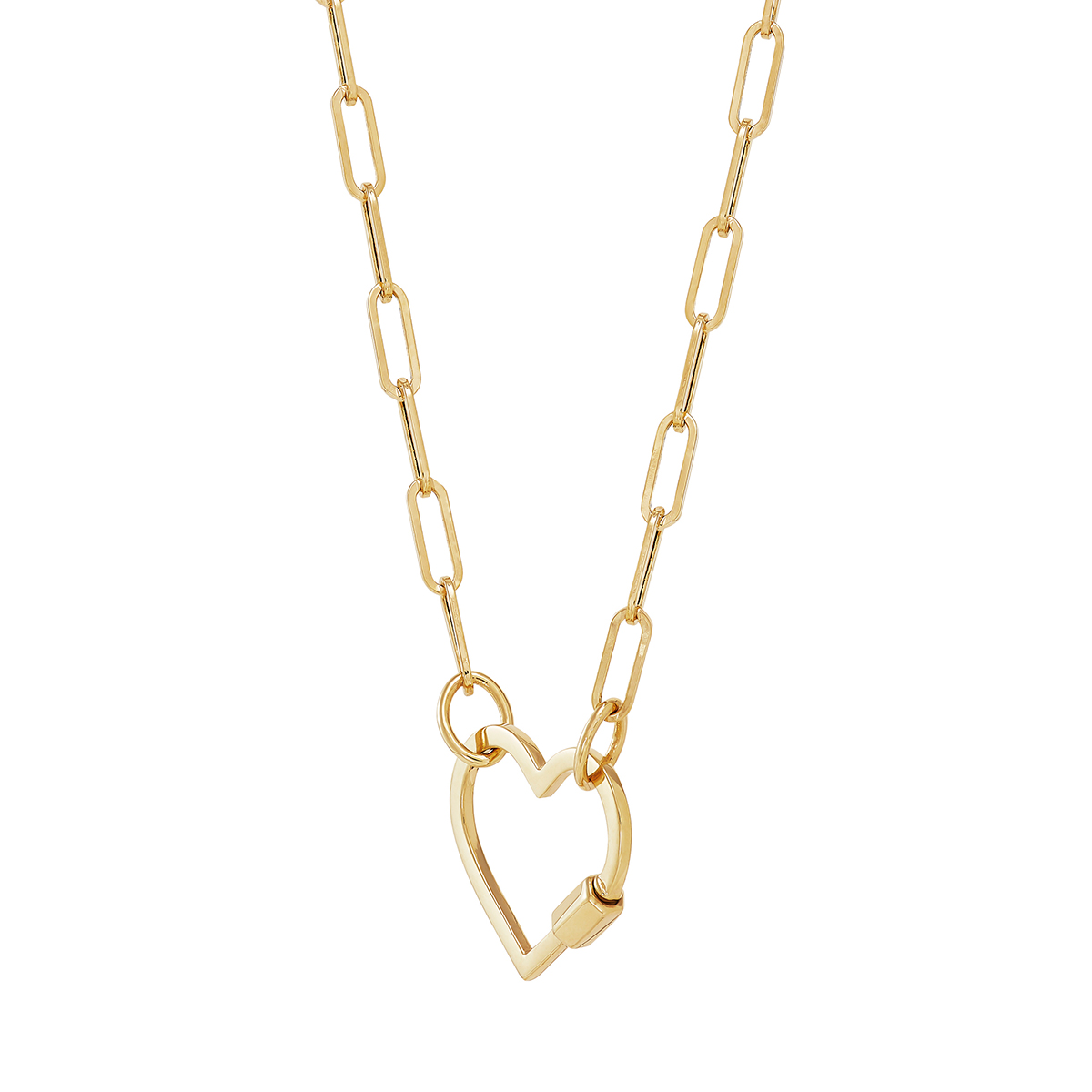 Gold Classics(tm) Yellow Gold Paperclip Chain Open Heart Necklace