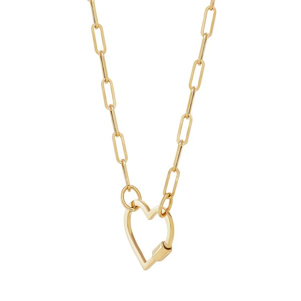 Gold Classics(tm) Yellow Gold Paperclip Chain Open Heart Necklace alternate view