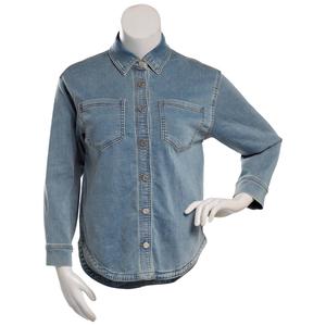 Juniors Indigo Rein Knit Denim Button Up Top alternate view