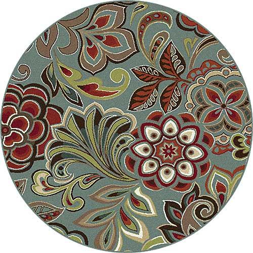 Tayse Deco Dilek Seafoam Round Area Rug - 5'3