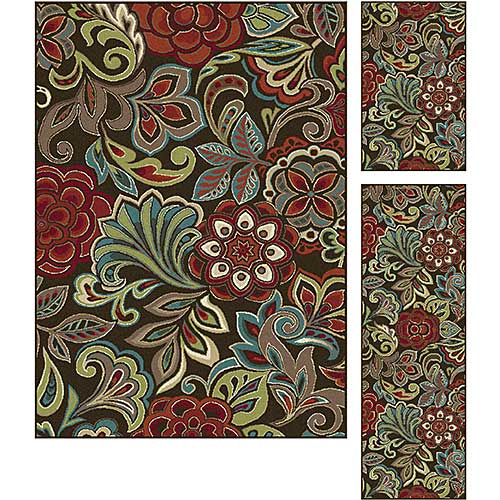 Tayse Deco Dilek 3pc. Brown Area Rug Set