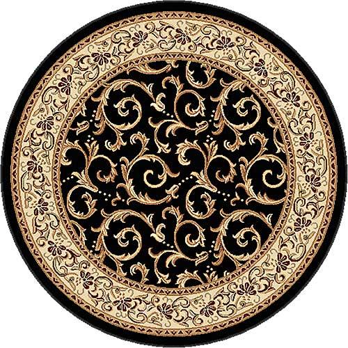 Tayse Elegance Westminster Black Vine Pattern Round Area Rug