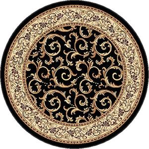 Tayse Elegance Westminster Black Vine Pattern Round Area Rug