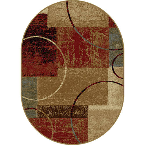 Tayse Elegance Tacoma Oval Area Rug - Rust/Multi