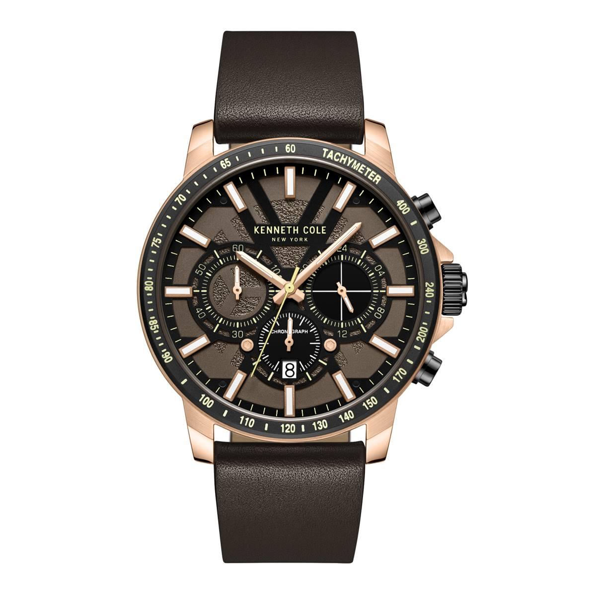 Mens Kenneth ColeR New York BrownGrey Dial Watch - KCWGC2234804 185$