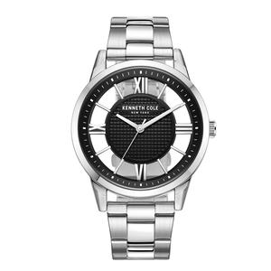 Mens Kenneth Cole(R) Silver-Tone Black Dial Watch - KCWGG2270907