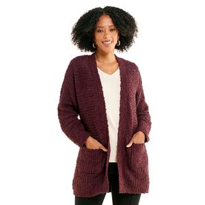 Womens Bobeau Long Sleeve Popcorn Pocket Cardigan