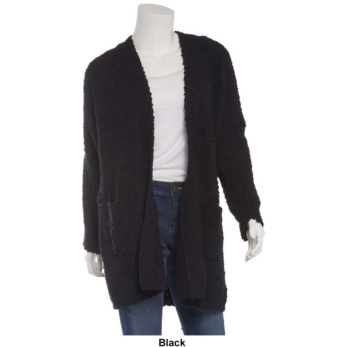 Plus Size Bobeau Long Sleeve Popcorn Pocket Cardigan