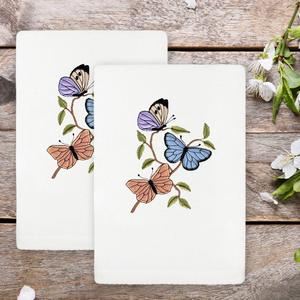 Linum Home Textiles 2pc Spring Butterflies Embroidered Hand Towel alternate view