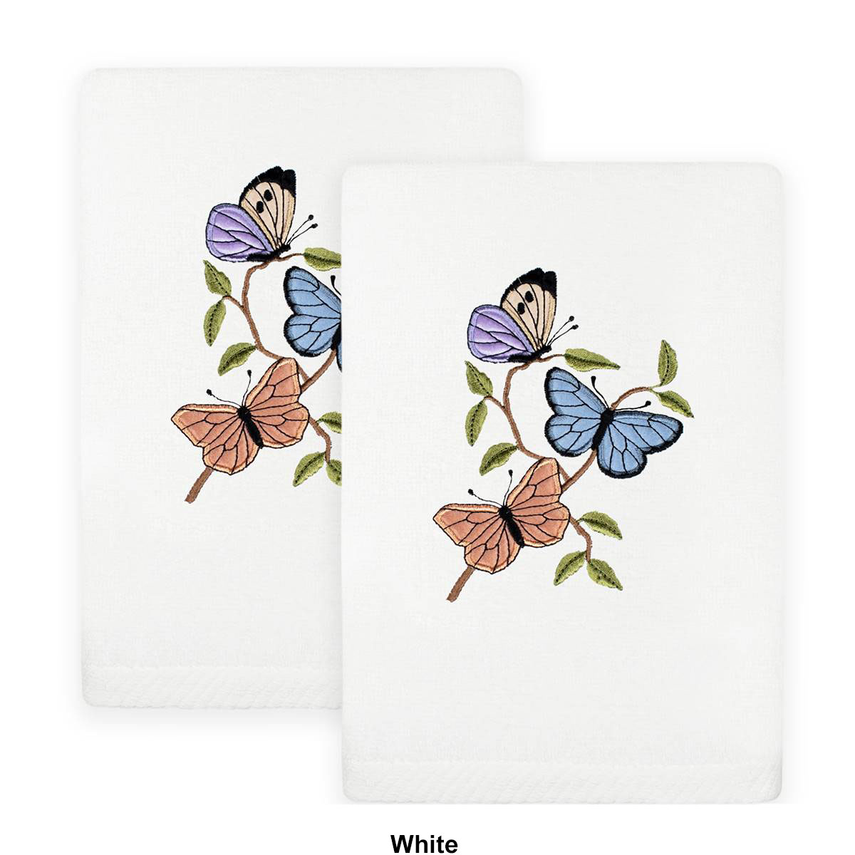 Linum Home Textiles 2pc Spring Butterflies Embroidered Hand Towel