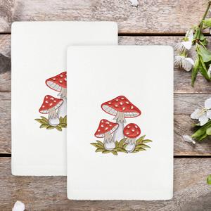 Linum Home Textiles 2pc. Spring Mushrooms Embroidered Hand Towels alternate view