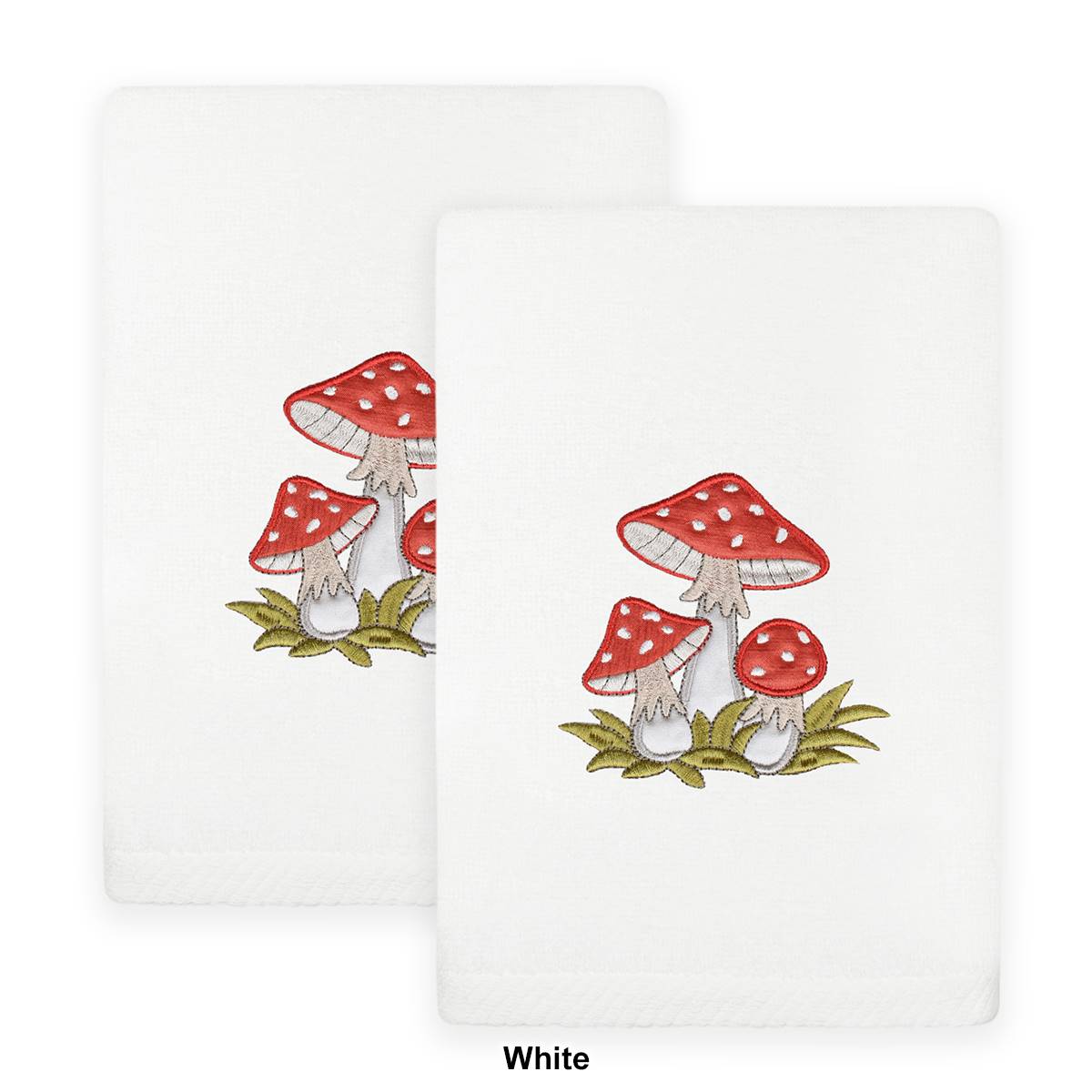 Linum Home Textiles 2pc. Spring Mushrooms Embroidered Hand Towels