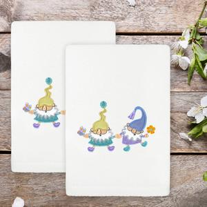 Linum Home Textiles 2pc. Spring Gnomes Embroidered Hand Towels alternate view