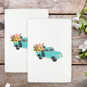 Linum Home Textiles 2pc. Spring Truck Embroidered Hand Towels alternate view