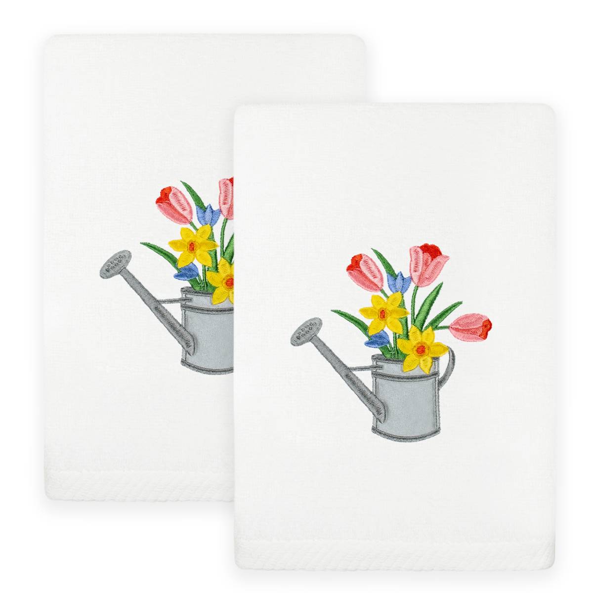 Linum Home Textiles 2pc. Spring Watering Can Cotton Hand Towels