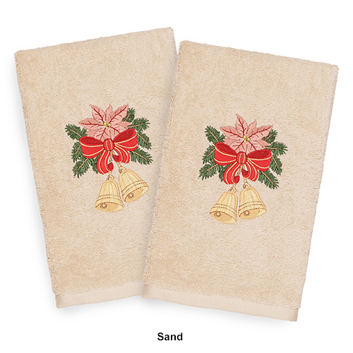 Linum Home Textiles Christmas Bells Hand Towels - Set Of 2