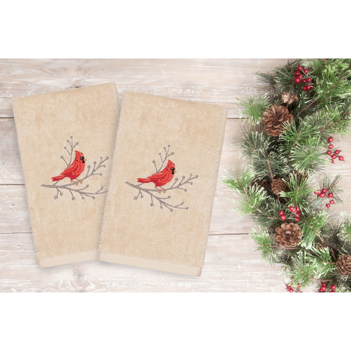 Linum Home Textiles Christmas Cardinal Hand Towels - Set Of 2