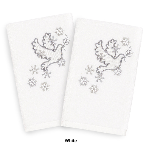 Linum Home Textiles Christmas Dove Hand Towel - Set Of 2