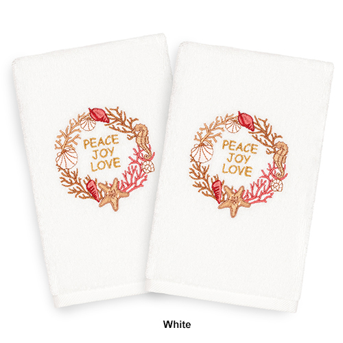 Linum Home Textiles Christmas Peace Hand Towels - Set Of 2