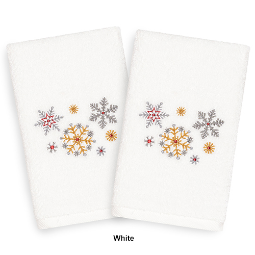 Linum Home Textiles Christmas Snowfall Hand Towel - Set Of 2