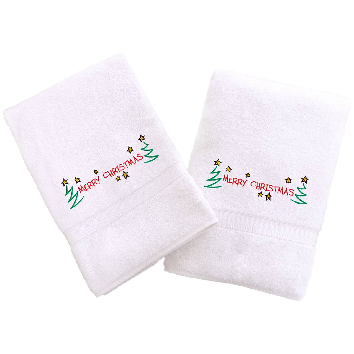 Linum Home Textiles Embroidered Merry Christmas Hand Towels
