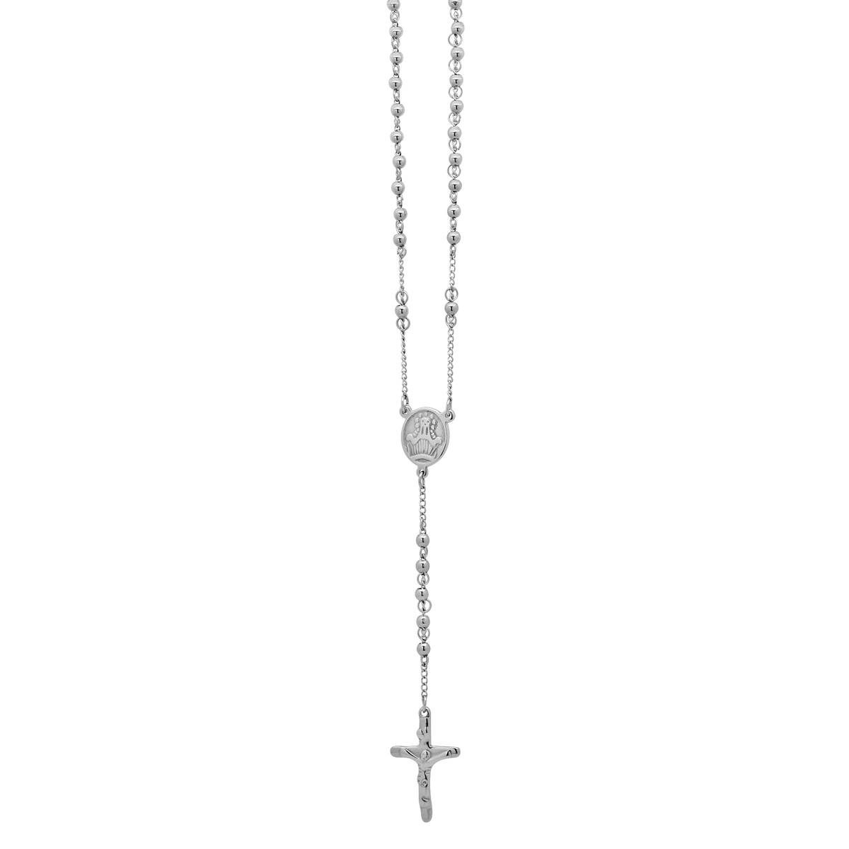 Mens Steeltime Classic Stainless Steel Beaded Rosary
