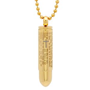Mens Gold Plated Our Father Prayer Bullet Pendant
