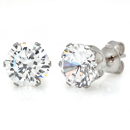 Unisex Stainless Steel Simulated Diamond Stud Earrings