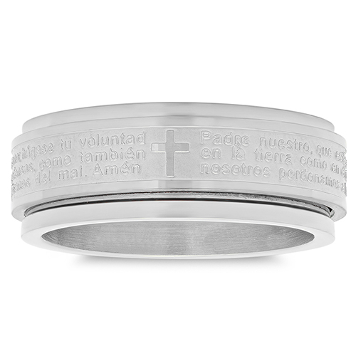 Stainless Steel Padre Nuestro Prayer Spinner Ring