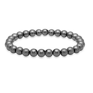 Mens Steeltime Hematite Beaded Stretch Bracelet