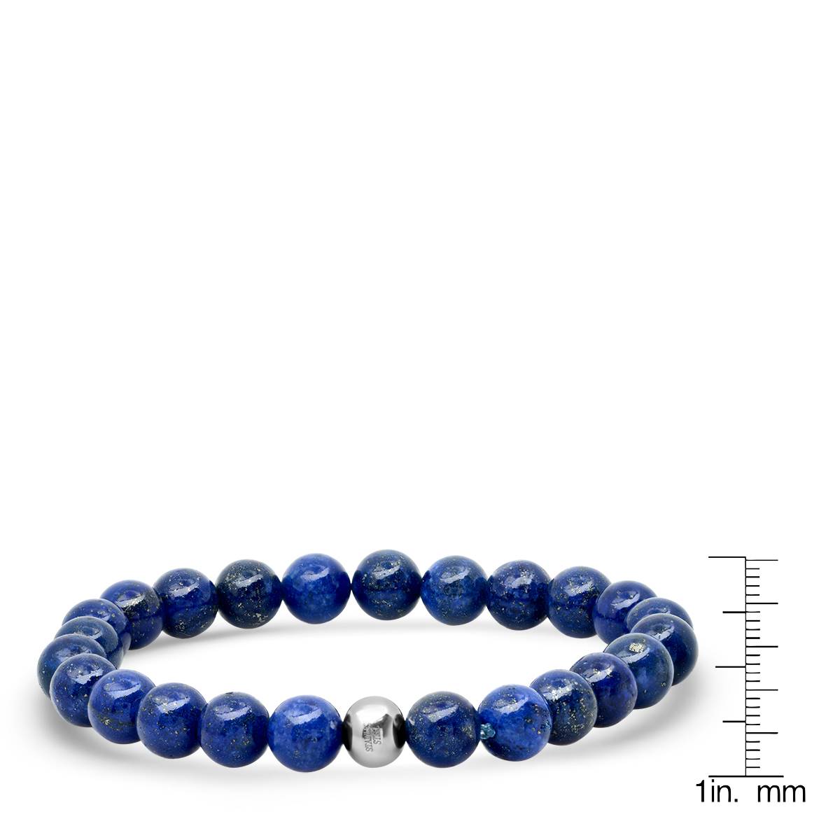 Mens Blue Lapis & Stainless Steel Beaded Bracelet