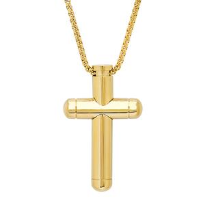 Mens 18kt. Gold Plated Cross Pendant Necklace