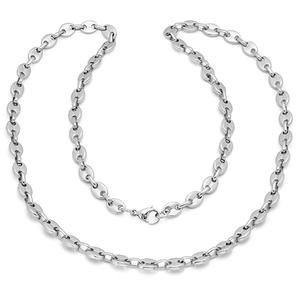 Mens Steeltime Stainless Steel Puff Mariner Chain Necklace