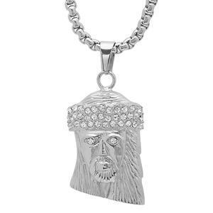 Mens Stainless Steel Jesus Head Pendant