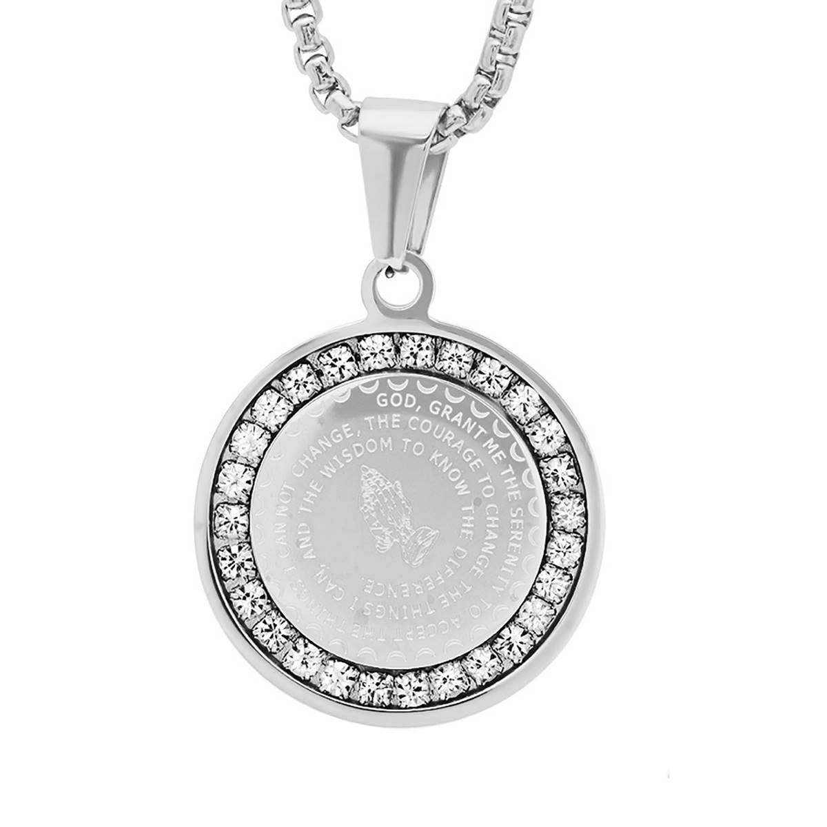 Unisex Steeltime Stainless Steel Serenity Prayer Necklace