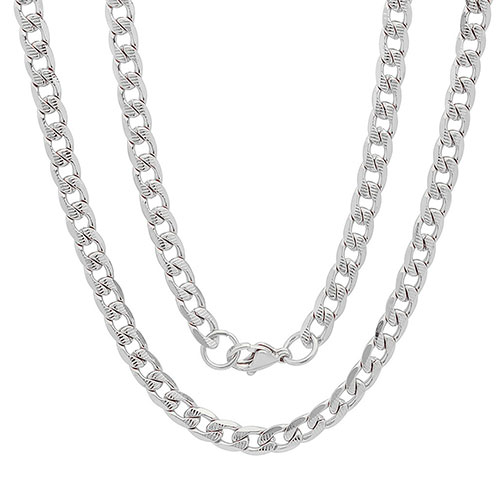 Mens Steeltime Stainless Steel Accented Cuban Chain Necklace