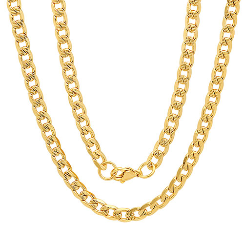 Mens Steeltime 18kt. Gold Plated & Accented Cuban Chain Necklace