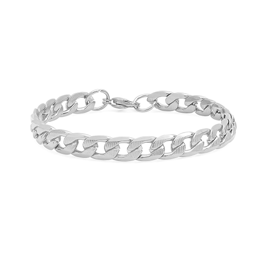 Mens Steeltime Stainless Steel Cuban Link Chain Bracelet