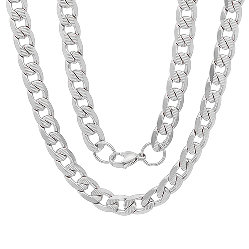 Mens Steeltime Stainless Steel Cuban Link Chain Necklace