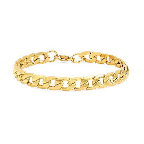 Mens Steeltime 18kt. Gold Plated Cuban Link Bracelet