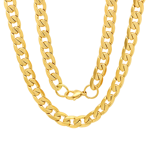 Mens Steeltime 18kt. Gold Plated Cuban Chain Necklace